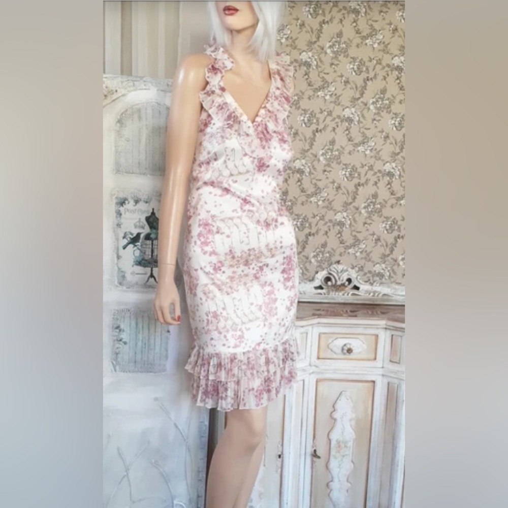 VINTAGE 1990’s Jean Paul Gaultier Floral Halter Ruffle Hem Mini Dress